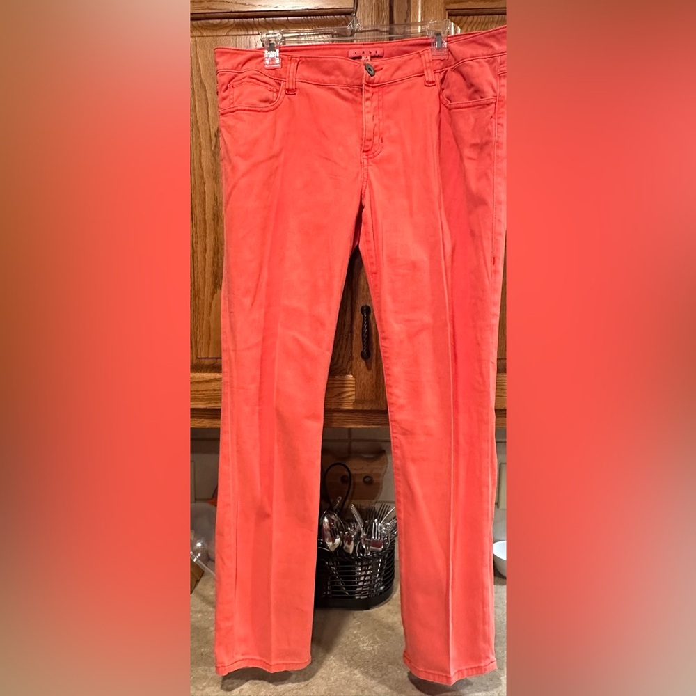 CAbi VINTAGE Coral Lobster Skinny Jean, Style 747, Size 14 EUC